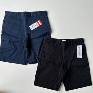 NWT Cat & Jack Lot Of 2 Flat Front Uniform Shorts Black Navy Boys 8 HUSKY Bundle